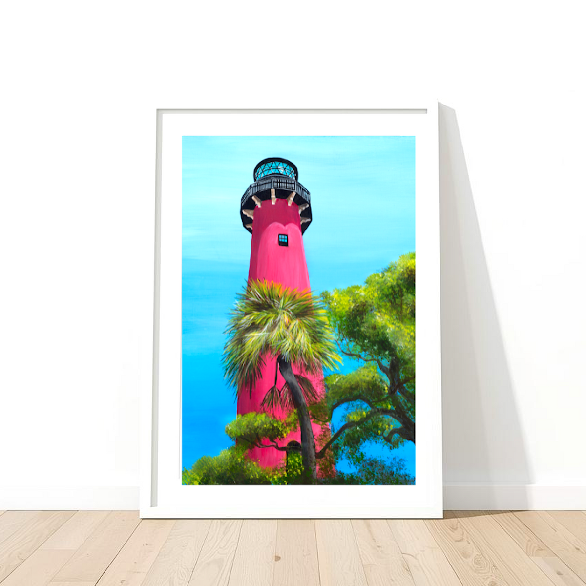 Museum Quality "Jupiter Lighthouse Palm Tree" Fine Art Print, Unframed
