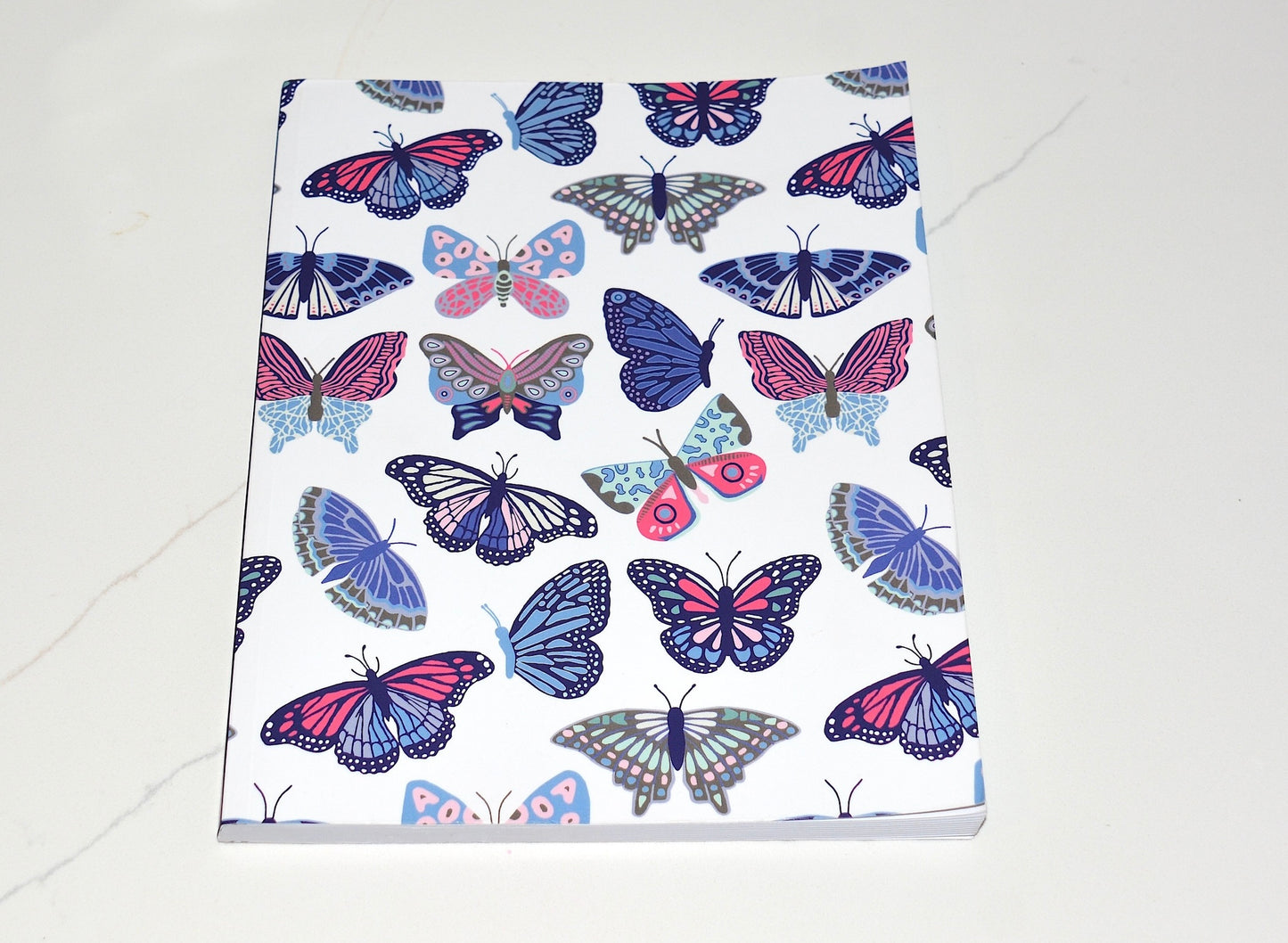 Painted Butterfly Pattern Softcover Layflat Journal with Inspirational phrase on Spine