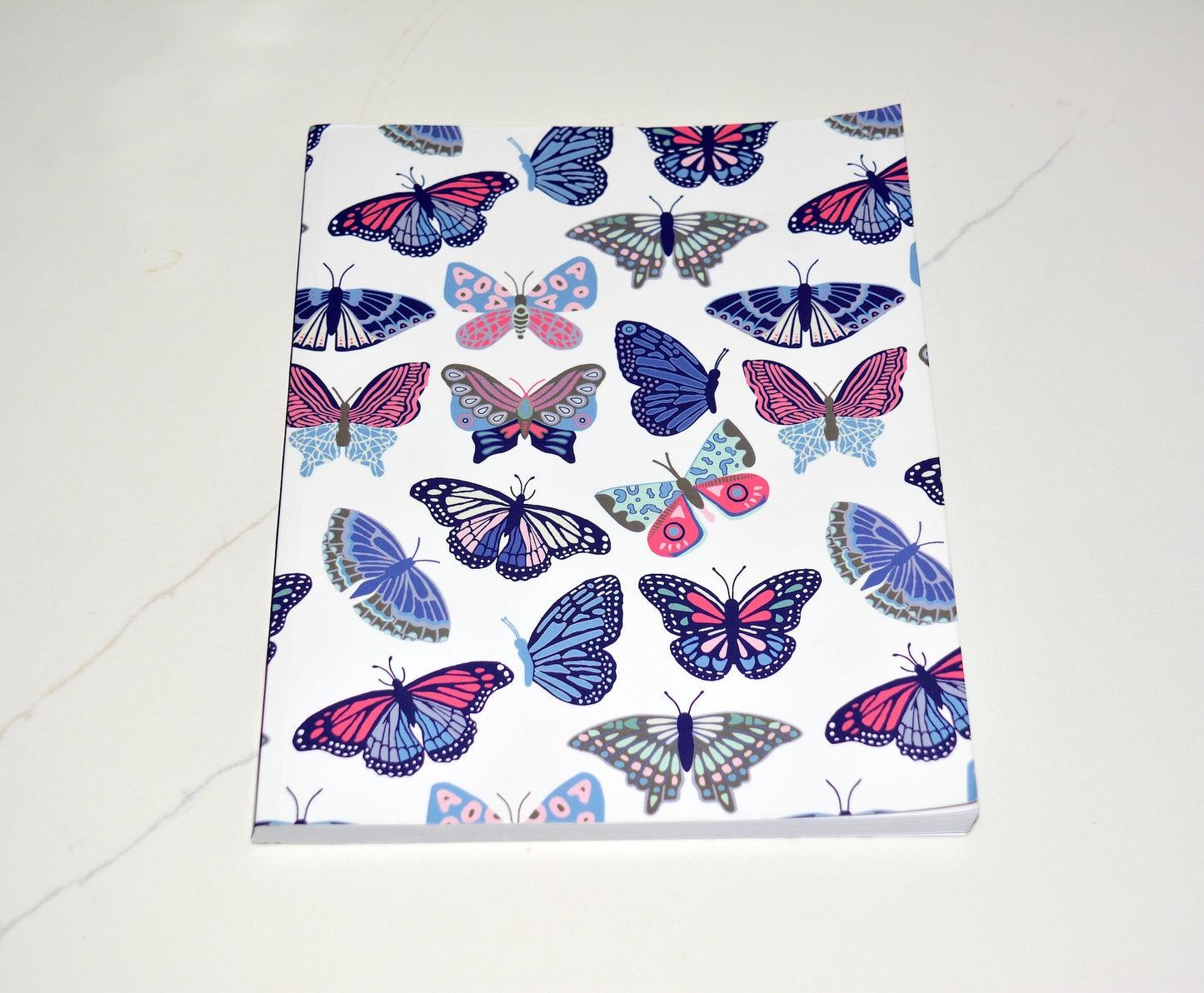 Painted Butterfly Pattern Softcover Layflat Journal with Inspirational phrase on Spine