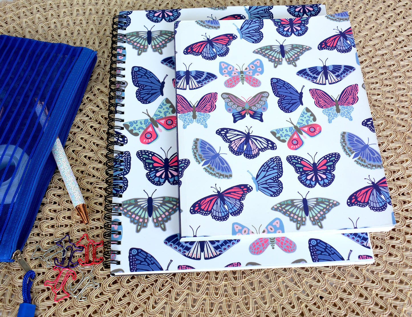 Painted Butterfly Pattern Softcover Layflat Journal with Inspirational phrase on Spine