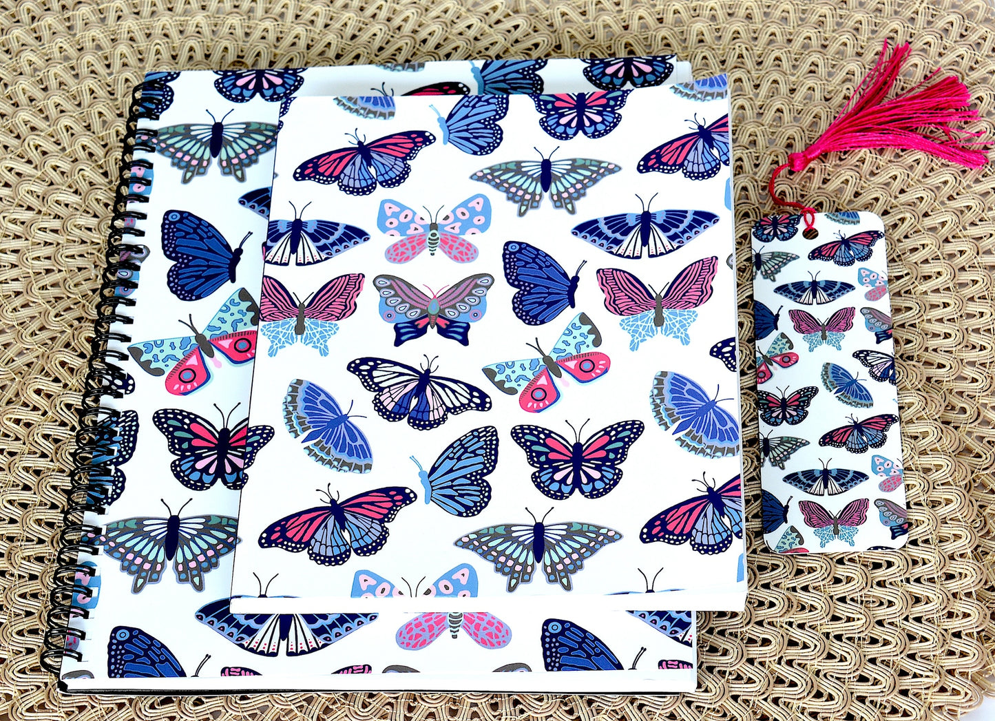 Painted Butterfly Pattern Softcover Layflat Journal with Inspirational phrase on Spine