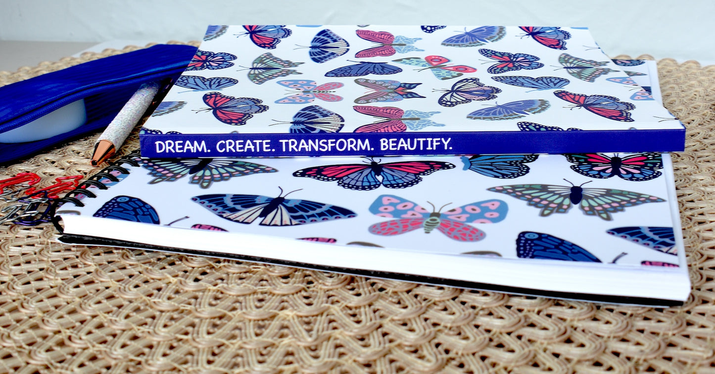 Painted Butterfly Pattern Wire Bound Spiral Lined Notebook, 8.5" x 11"