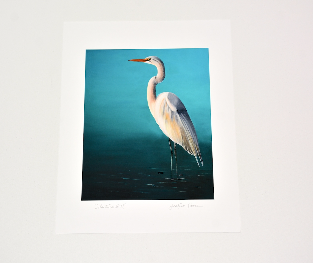 White Egret Art Print Unframed
