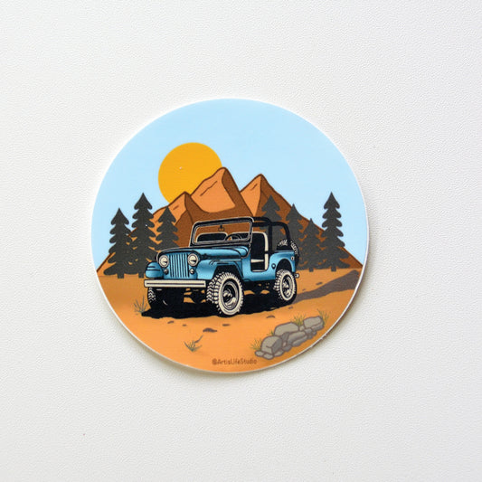 Jeep Mountain Waterproof Vinyl Sticker