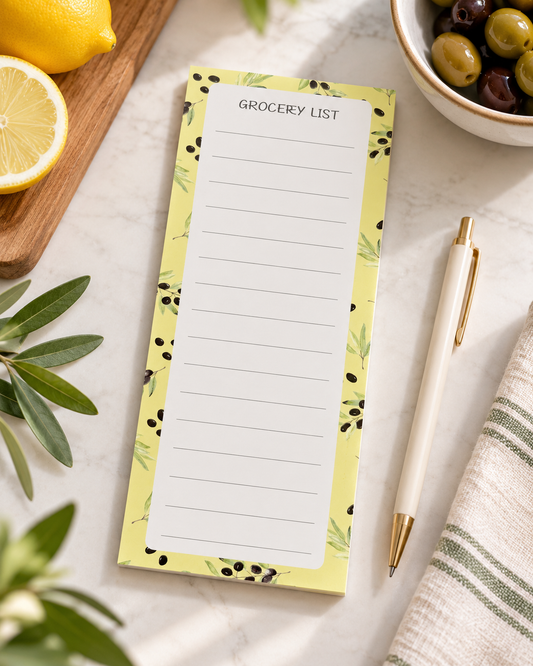 Olive Grocery List Notepad