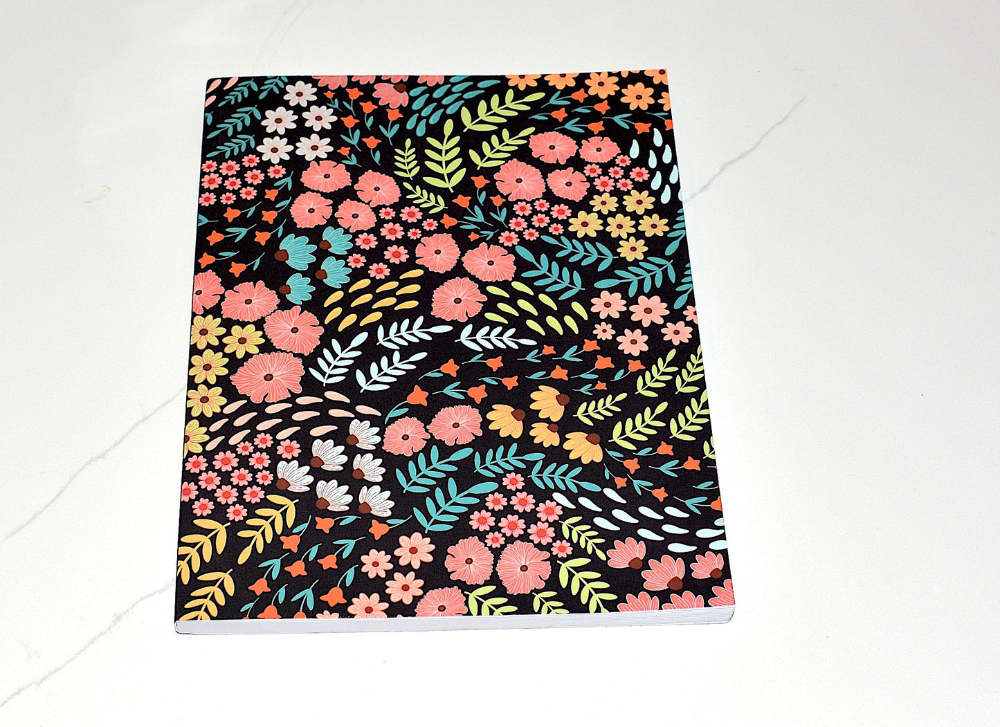 Flowing Flowers and Leaves Pattern Lined Layflat Journal