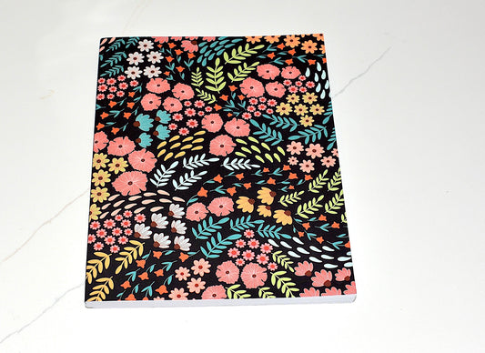 Flowing Flowers and Leaves Pattern Lined Layflat Journal