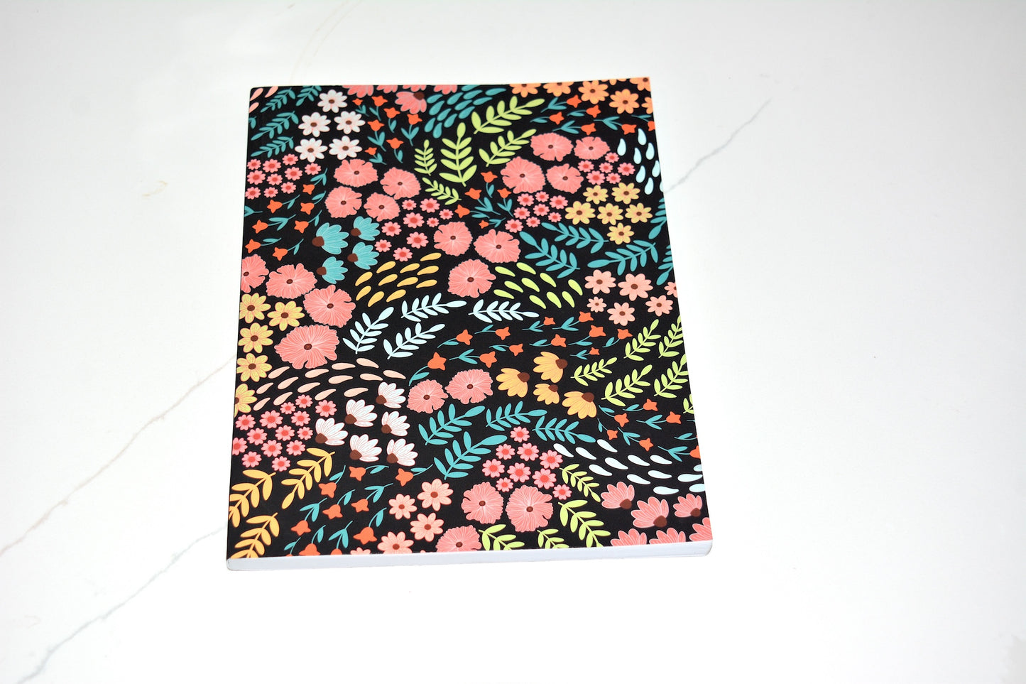 Flowing Flowers and Leaves Pattern Lined Layflat Journal