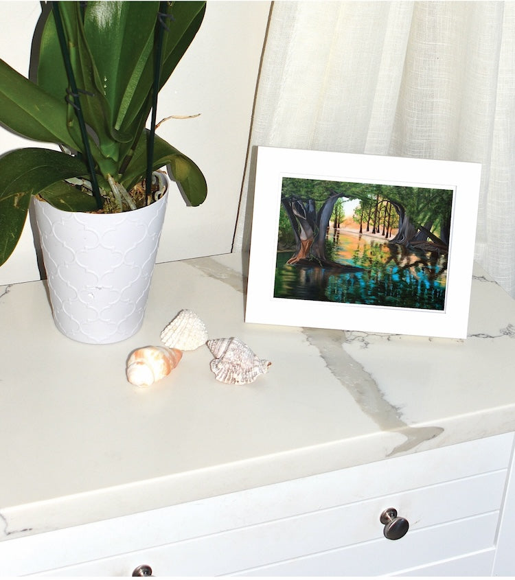Framed Cypress_Trees_in_River_Landscape_Art_Print