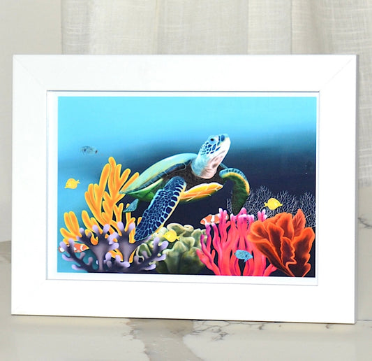 Into the Deep Turtle Framed Art Print