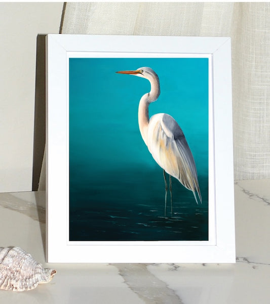 White Egret Framed Art Print