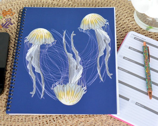 Jellyfish Design Wire Bound Spiral Lined Notebook, 8.5" x 11"
