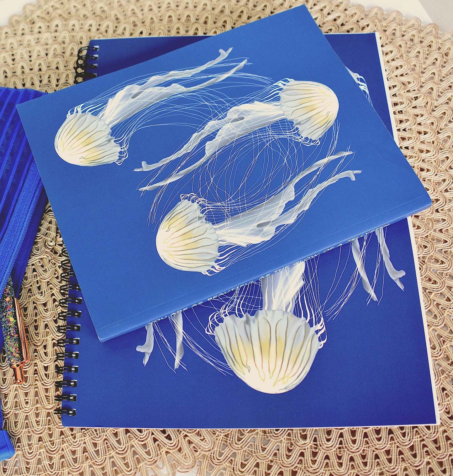 Jellyfish Design Wire Bound Spiral Lined Notebook, 8.5" x 11"