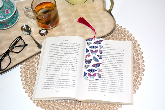 Painted Butterfly Pattern Bookmark with Tassel