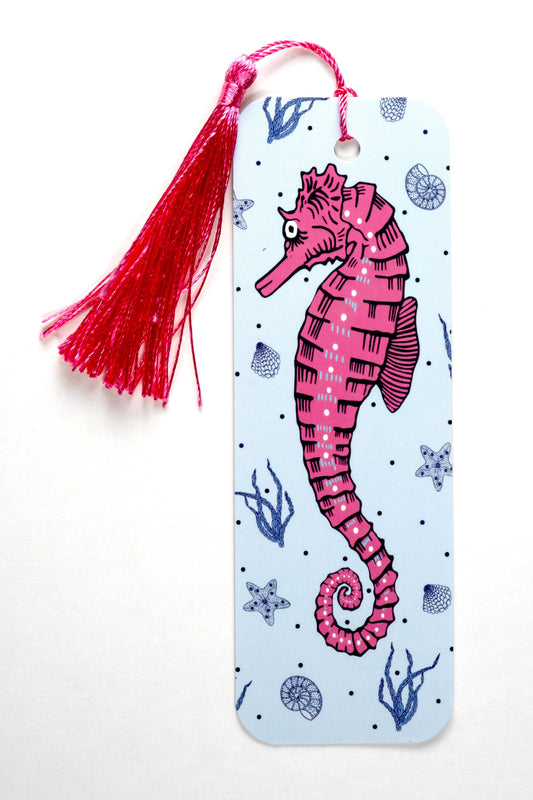 Pink Seahorse Bookmark with Tassel