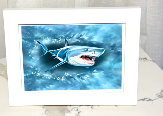 Shark Attack Framed Art Print