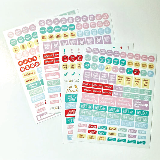 Planner Sticker Set, Teacher and Daily Planner Sticker Set Options