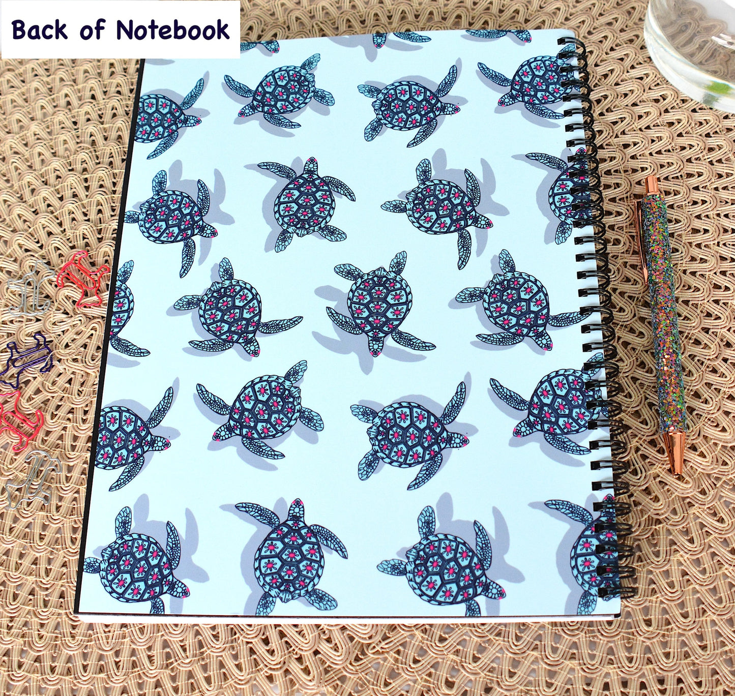 Turtle Pattern Wire Bound Spiral Lined Notebook, 8.5" x 11"