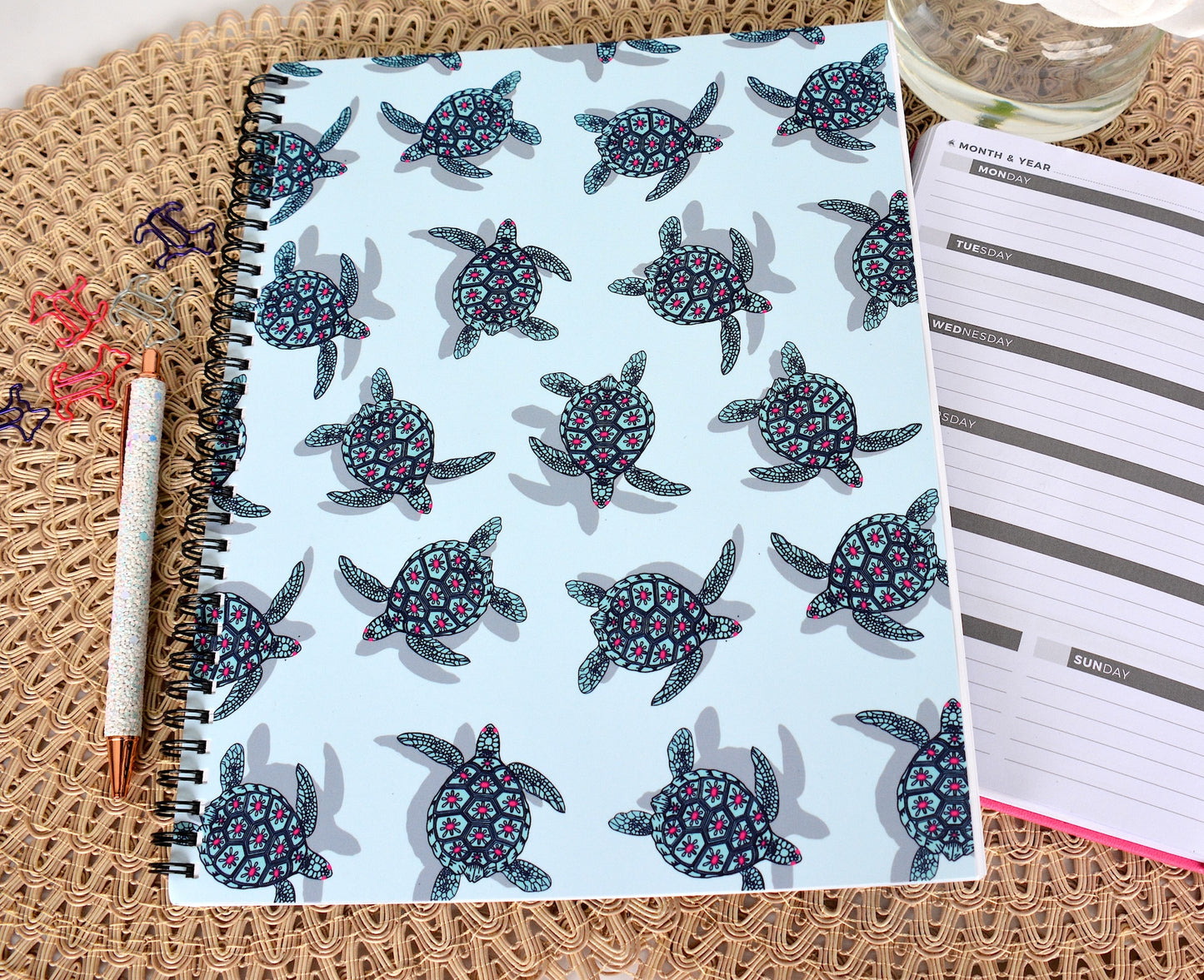 Turtle Pattern Wire Bound Spiral Lined Notebook, 8.5" x 11"