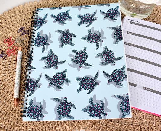 Turtle Pattern Wire Bound Spiral Lined Notebook, 8.5" x 11"