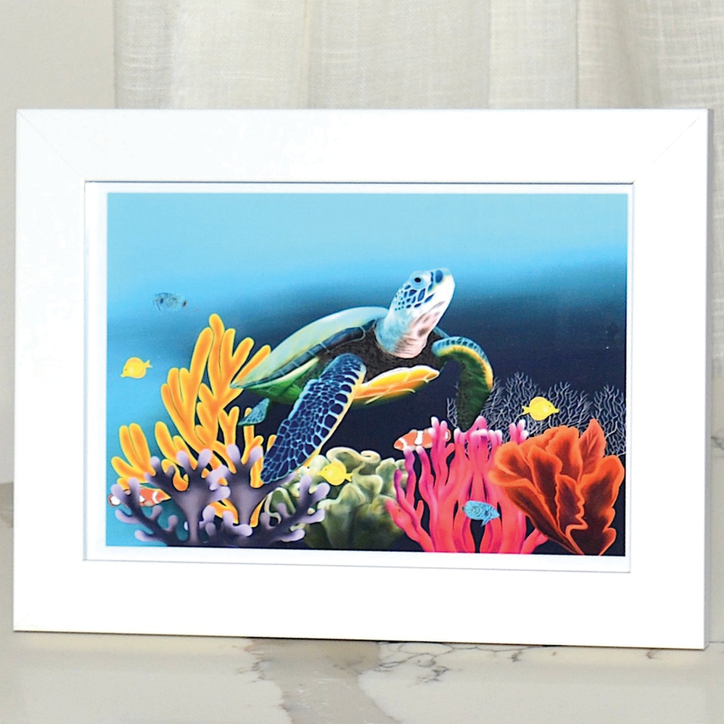 Into the Deep Turtle Framed Art Print