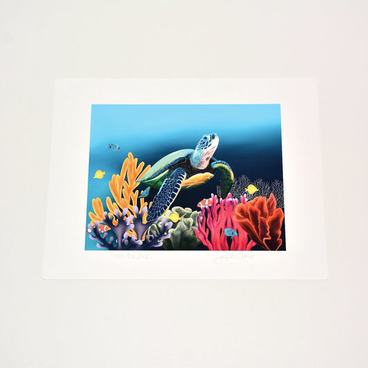 Into the Deep Turtle Art Print Unframed