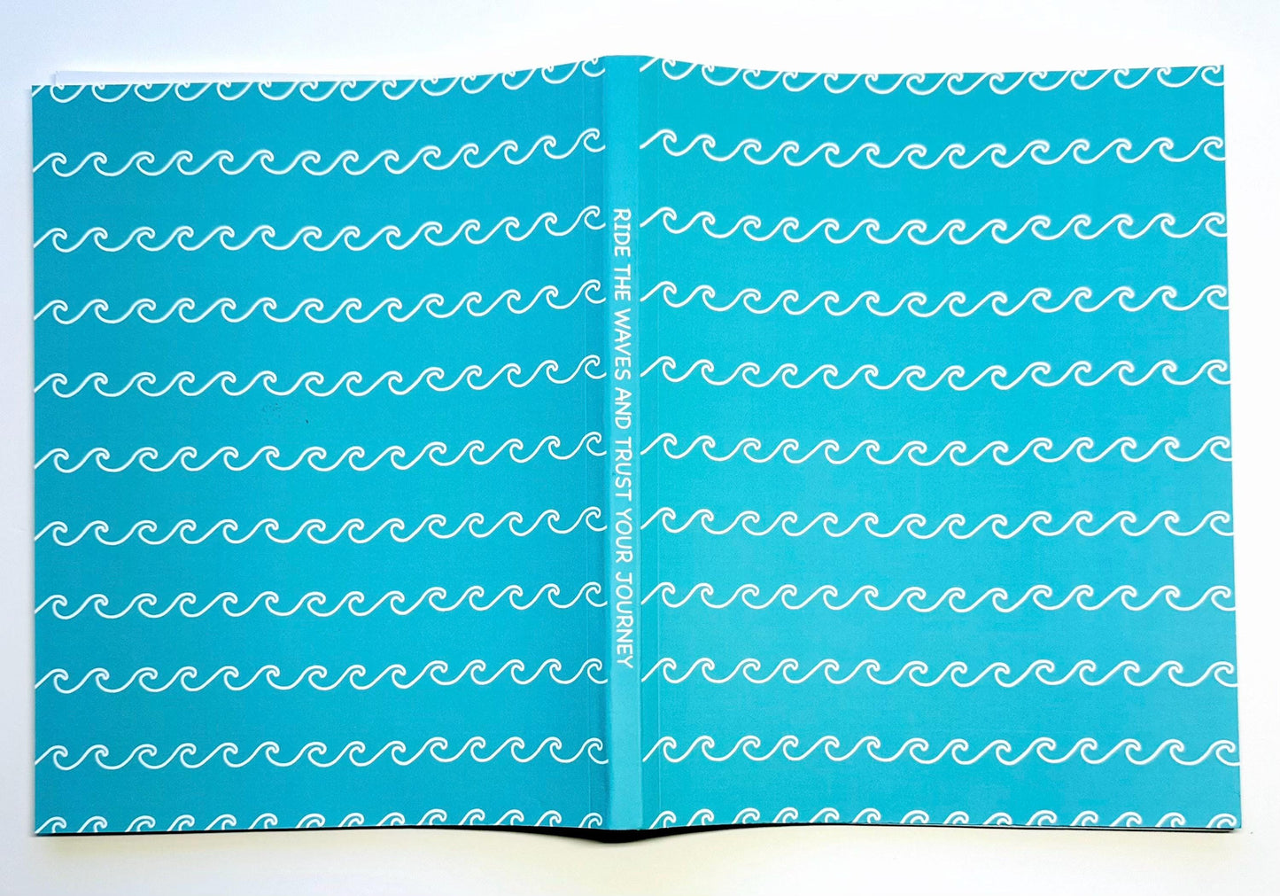 Water Wave Pattern Softcover Layflat Journal with Inspirational Phrase on Spine