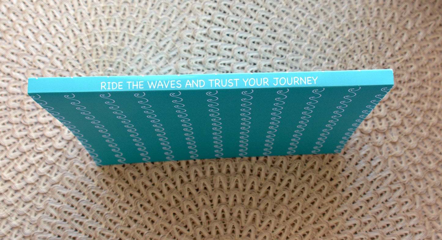 Water Wave Pattern Softcover Layflat Journal with Inspirational Phrase on Spine