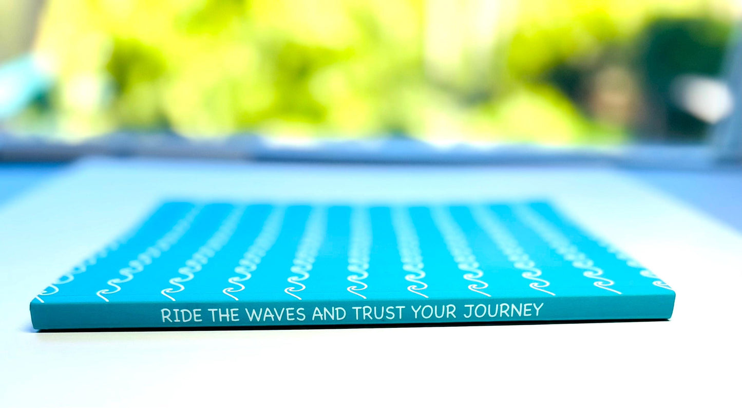 Water Wave Pattern Softcover Layflat Journal with Inspirational Phrase on Spine