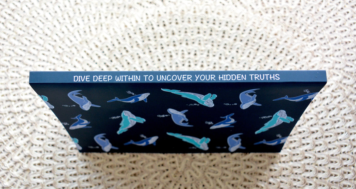 Whale Pattern Layflat Soft Cover Journal with Inspirational Phrase on Spine