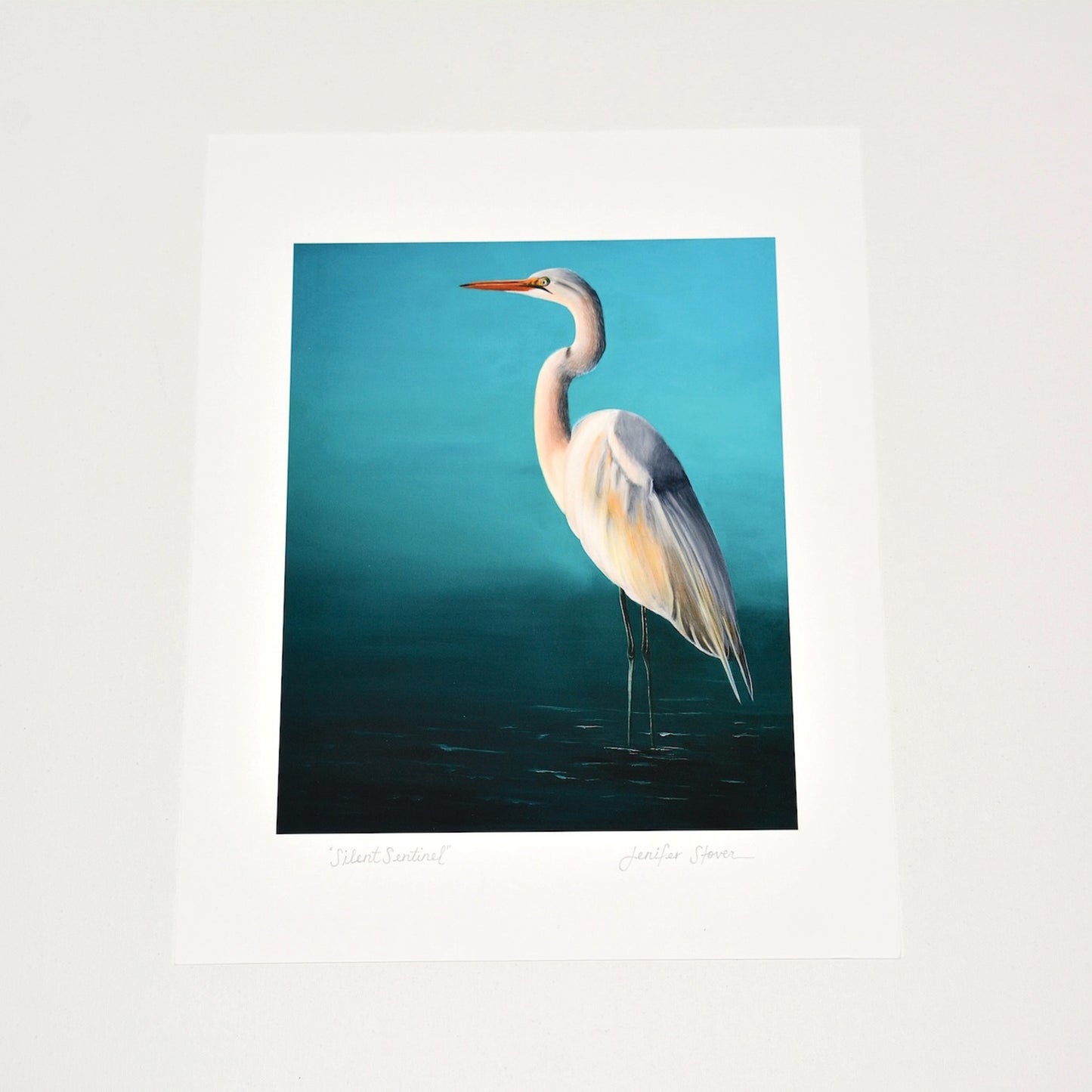 White Egret Art Print Unframed