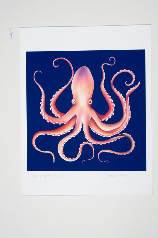 Museum Quality "All Hands on Deck" Octopus Unframed Fine Art Print