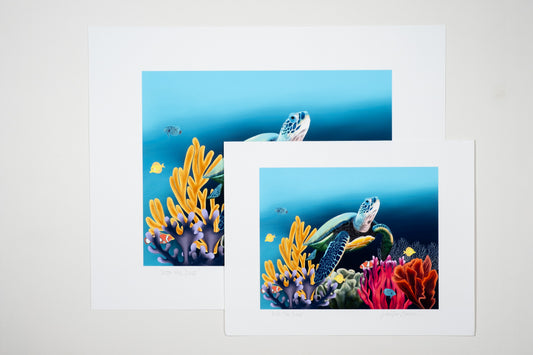 Museum Quality "Into the Deep" Turtle Fine Art Print Unframed