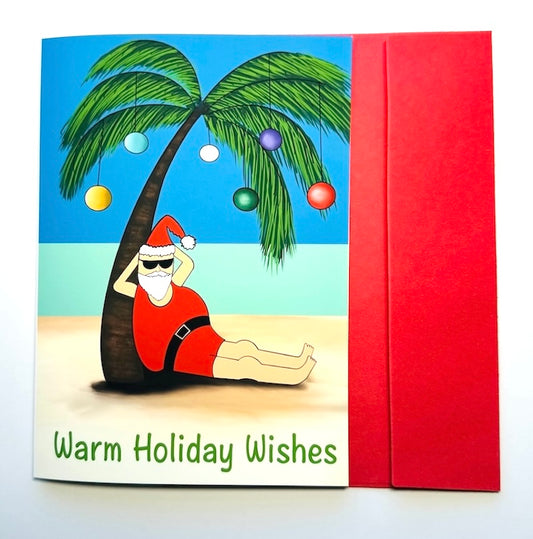 Tropical Warm Holiday Wishes Christmas Greeting Card with Red Envelope